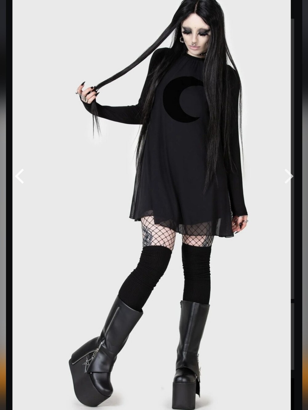 Killstar Black Crescent Moon Long Sleeve Dress - Picture 4 of 12